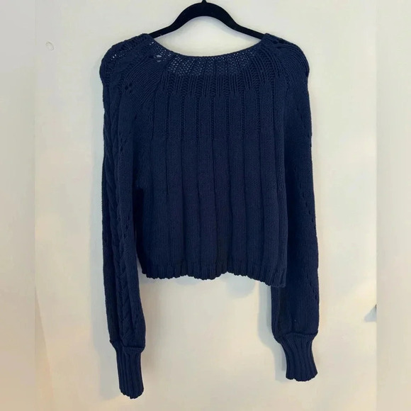Free People Sandre Pullover Sweater in Navy Blue NWT - Picture 7 of 9
